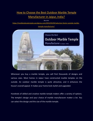 Choose the Best Outdoor Marble Temple Manufacturer