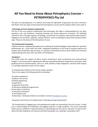 All You Need to Know About Petrophysics Courses