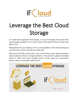 Leverage the best cloud storage