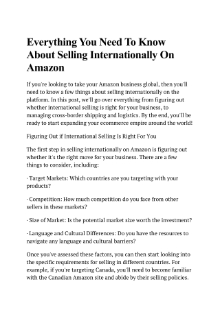 Everything You Need To Know About Selling Internationally On Amazon