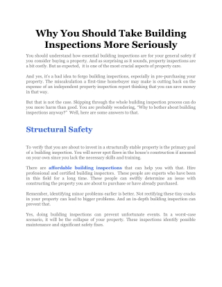 Why You Should Take Building Inspections More Seriously