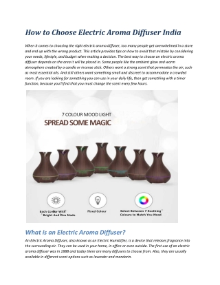 How to Choose Electric Aroma Diffuser India