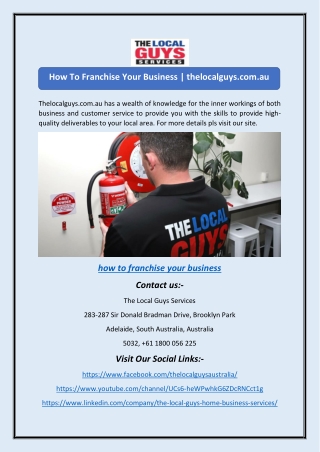 How To Franchise Your Business | thelocalguys.com.au