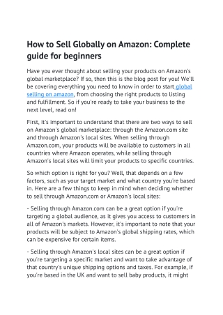 How to Sell Globally on Amazon Complete guide for beginners (2)