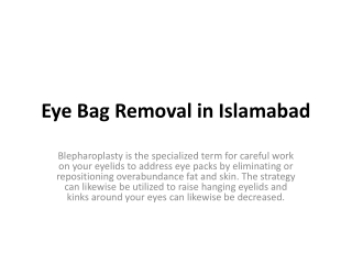 Eye Bag Removal in Islamabad