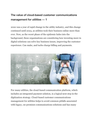 The value of cloud-based customer communications management for utilities — 1