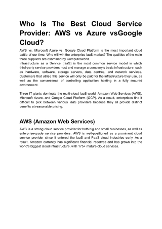 Who Is The Best Cloud Service Provider_ AWS vs Azure vsGoogle Cloud