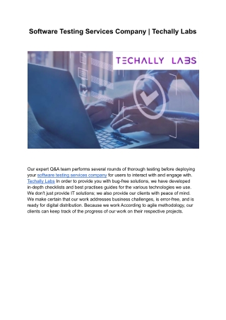 Software Testing Services Company  | Techally Labs