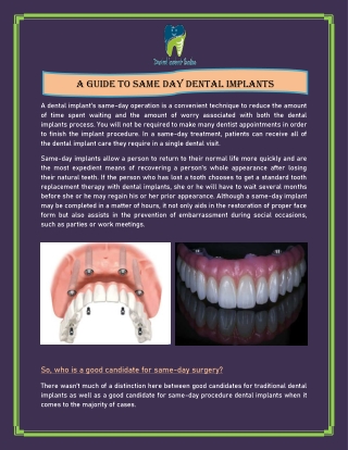 A guide to same day dental implants
