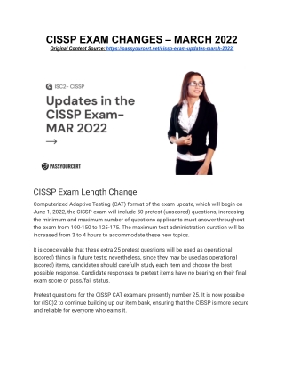 Changes to CISSP Exam - March 2022