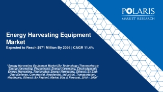 Energy Harvesting Equipment Market Size, Share, Trends And Forecast To 2026