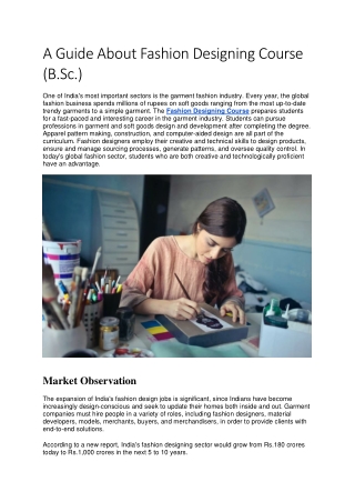 A Guide About Fashion Designing Course (B.Sc.)