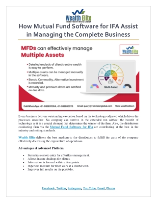 How Mutual Fund Software for IFA Assist in Managing the Complete Business