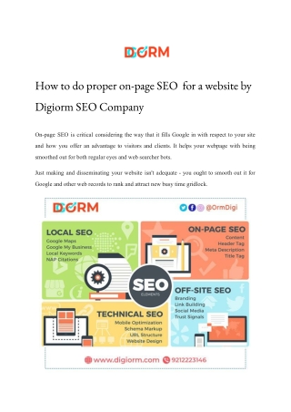 How to do proper on-page SEO  for a website by Digiorm SEO Company