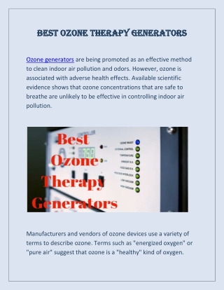 Best Ozone Therapy Generators