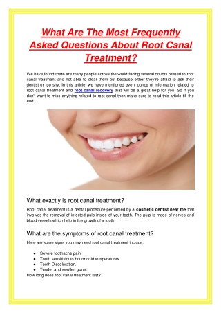 What Are The Most Frequently Asked Questions About Root Canal Treatment