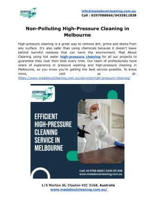 Non-Polluting High-Pressure Cleaning in Melbourne