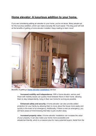 Home elevator_ A luxurious addition to your home