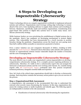 6 Steps to Developing an Impenetrable Cybersecurity Strategy