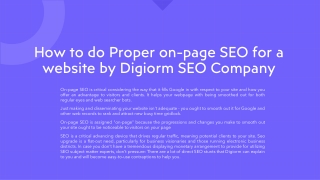 How to do Proper on-page SEO for a website by Digiorm SEO Company_