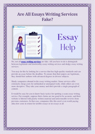 Are All Essays Writing Services Fake