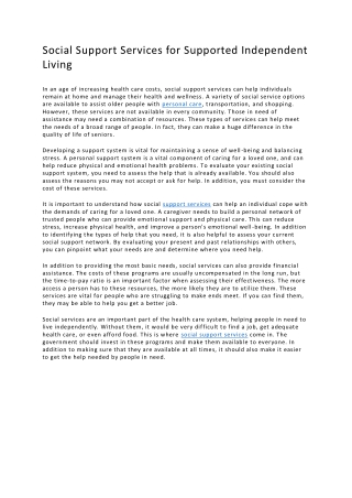 Get Social Support Services | Community Access Care