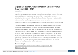 Digital Content Creation Market Sales Revenue Analysis 2027 - TMR
