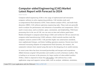 Computer-aided Engineering (CAE) Market Latest Report with Forecast to 2024