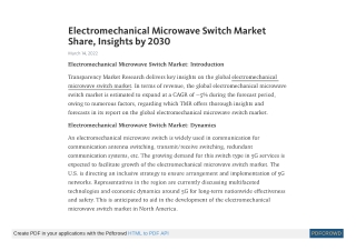 Electromechanical Microwave Switch Market Share, Insights by 2030
