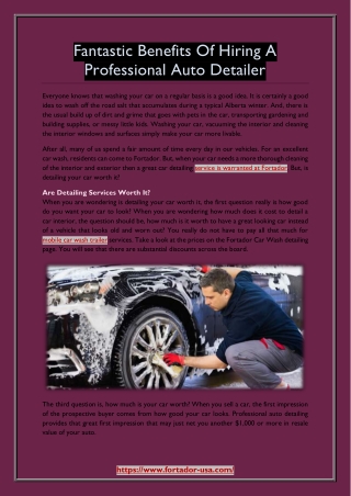 Fantastic Benefits Of Hiring A Professional Auto Detailer
