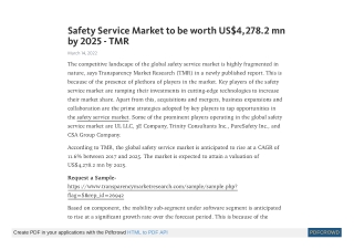 Safety Service Market to be worth US$4,278.2 mn by 2025 - TMR