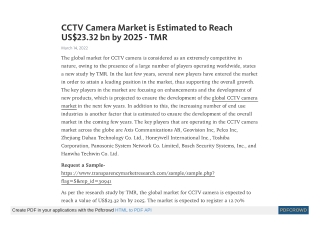 CCTV Camera Market is Estimated to Reach US$23.32 bn by 2025 - TMR