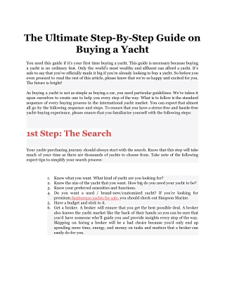 The Ultimate Step-By-Step Guide on Buying a Yacht