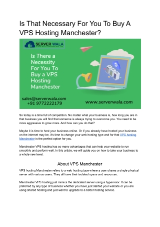 Is There A Necessity For You To Buy A VPS Hosting Manchester