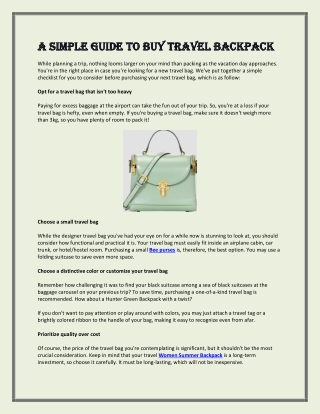 A Simple Guide To Buy Travel Backpack
