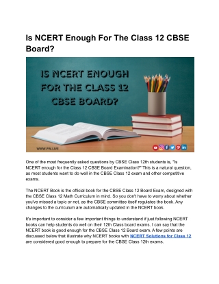 Is NCERT sufficient for CBSE Board in class 12th
