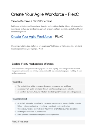 Create Your Agile Workforce - FlexC