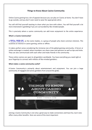 Things To Know About Casino Community