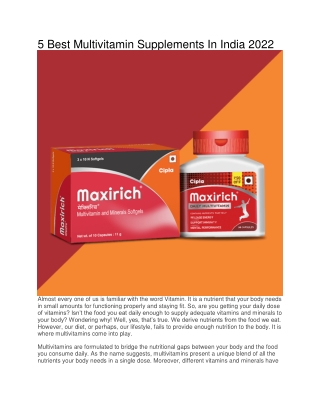 5 Best Multivitamin Supplements In India 2022
