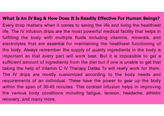 What Is An IV Bag & How Does It Is Readily Effective For Human Beings