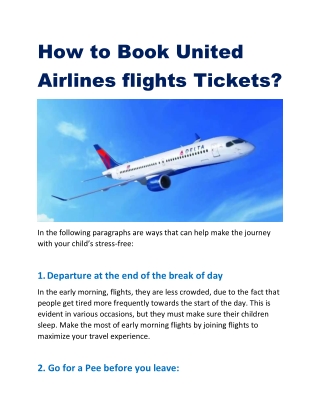 How to Book United Airlines flights Tickets