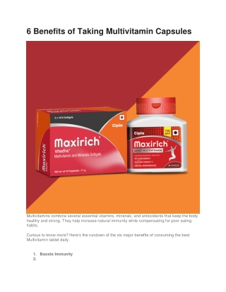 6 Benefits of Taking Multivitamin Capsules