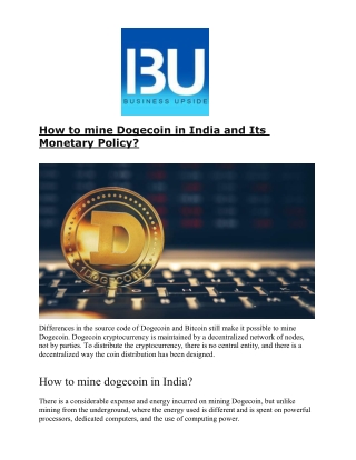 How to mine Dogecoin in India and Its Monetary Policy
