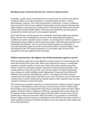 Breaking socio economic barriers for womens empowerment