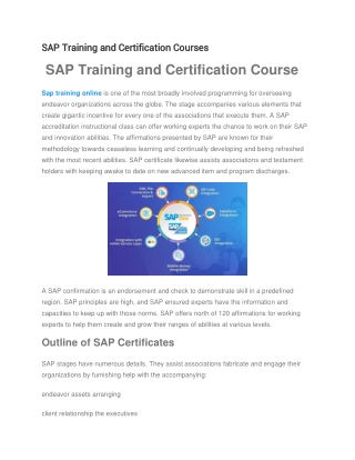 SAP Training and Certification Courses