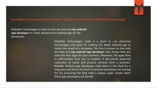 Get Help From Top Android App Developer Straight From The House Of Nickelfox Technologies