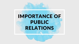 Importance of Public Relations
