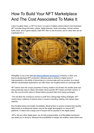 How To Build Your NFT Marketplace And The Cost Associated To Make It