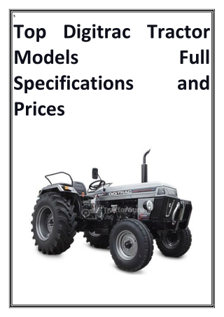 Best DIGITRAC Tractor Models with Full Specifications and Prices