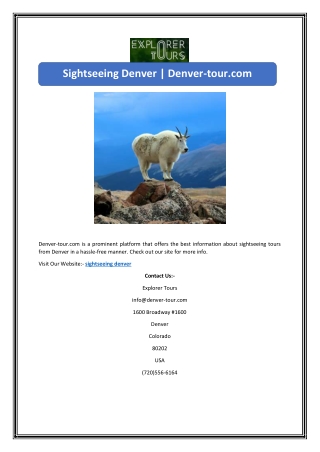 Sightseeing Denver | Denver-tour.com